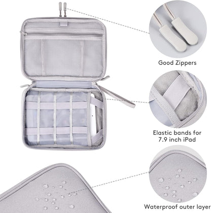 DDgro Cable Organizer Bag, Large Charger Cord Travel Case for Electronics & Tech Accessories (Large, Light Grey)