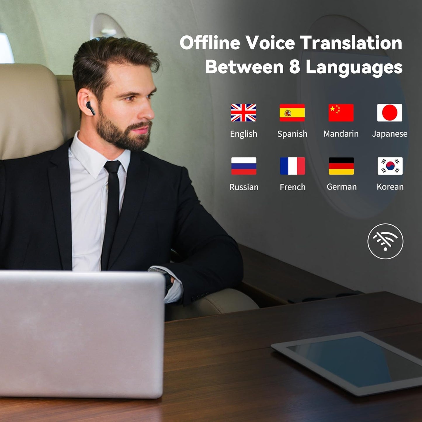 Offline AI Translator Earbuds M3 Language Translator Device Translation Earbuds Real Time Support 144 Languages No Subscription Required (with Lifetime Free Offline Translation Black)