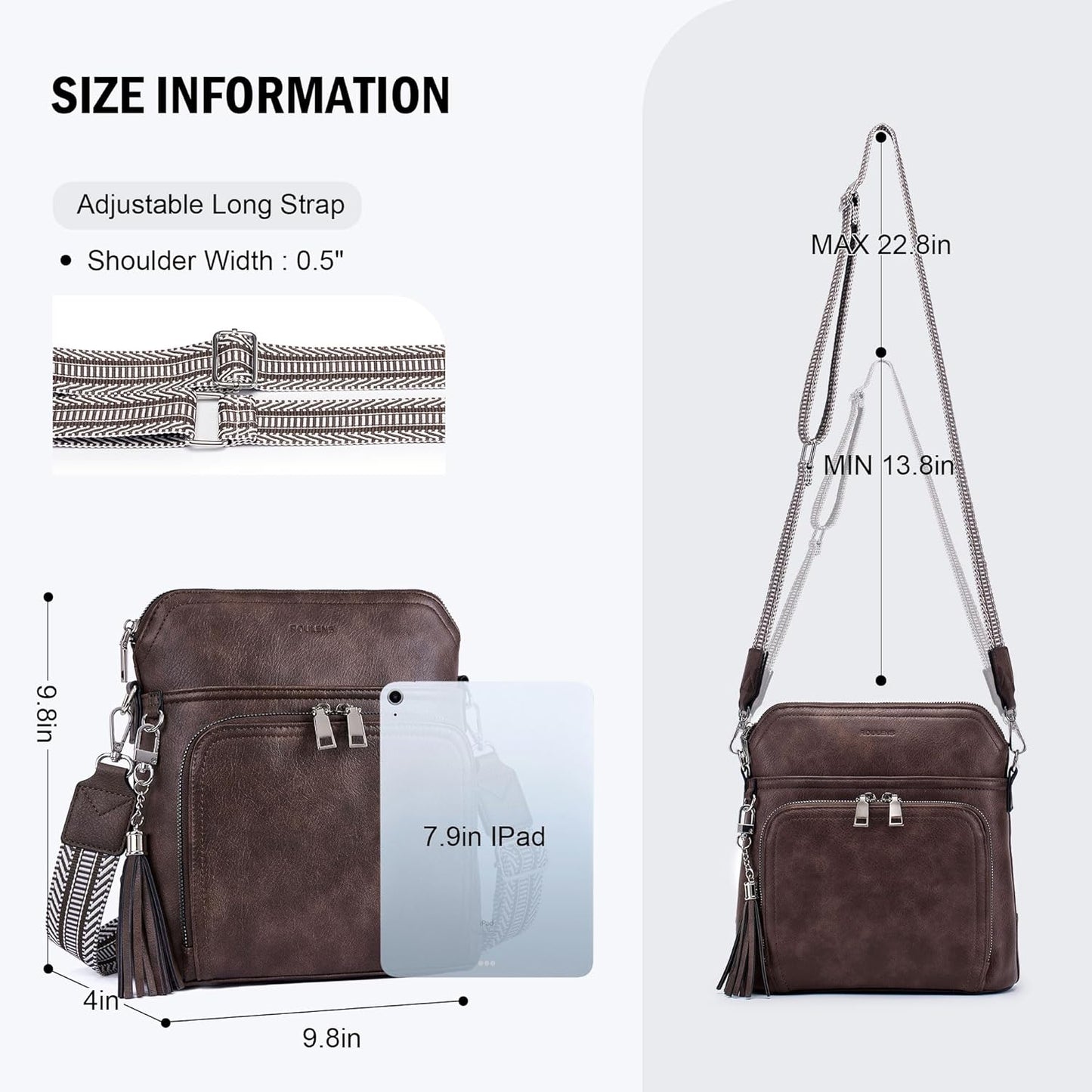 Crossbody Purse for Women,Lightweight Medium Crossbody Bag Soft Leather Women's Shoulder Handbags with Tassel