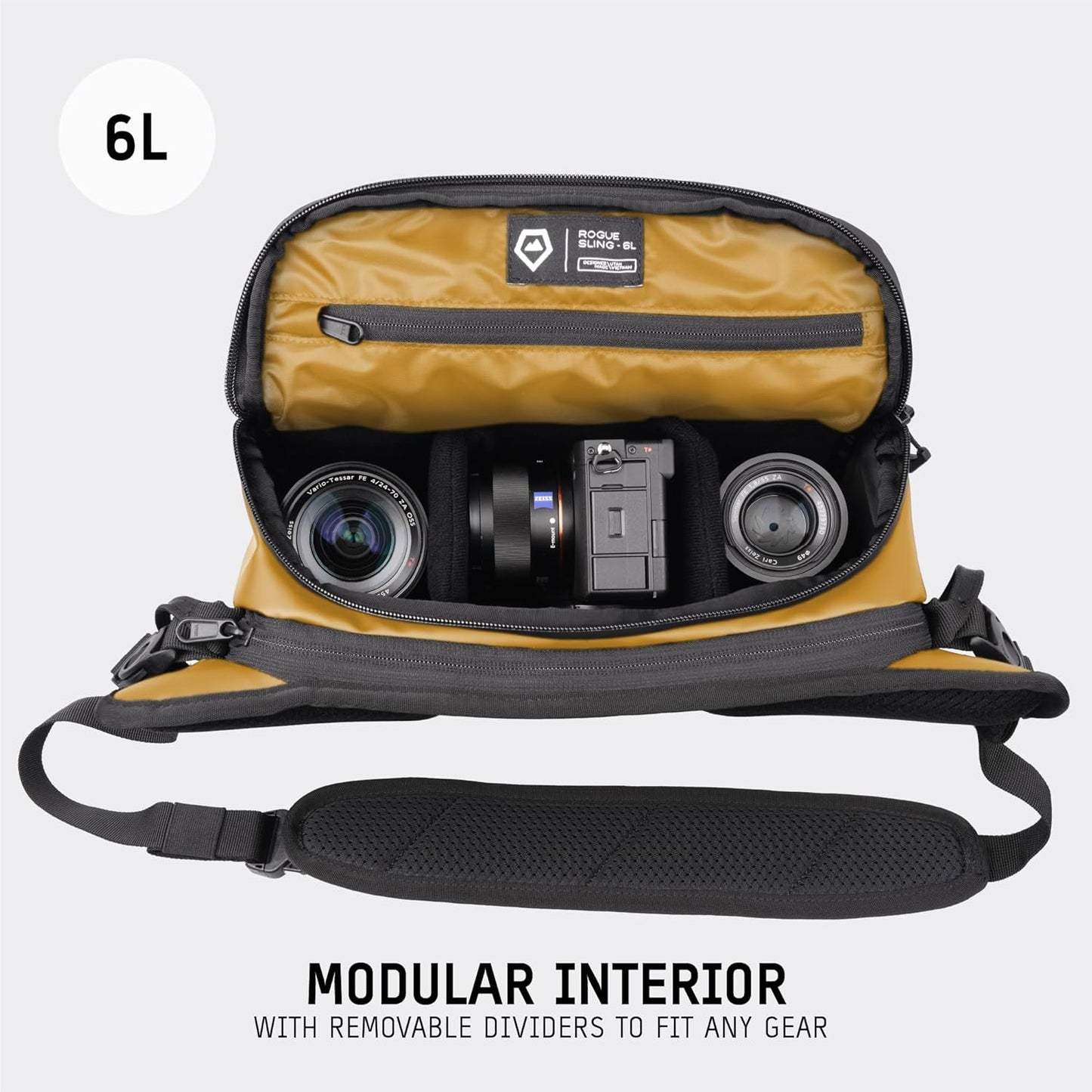WANDRD ROGUE V1 6L Sling: Compact Camera Sling and Crossbody Bag with Fast Access, 3-Way Carry– Lightweight Everyday Bag Great for Travel, Photography, and Daily Use (Dallol Yellow)