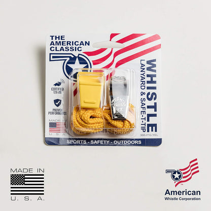 American Whistle Corporation American Classic Whistle - 126 db Solid Brass Whistle with Paracord Lanyards and Safe-T-Tip - Made in America