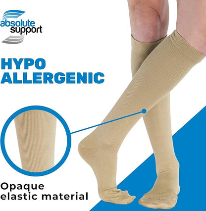 ABSOLUTE SUPPORT Cotton Compression Socks for Women & Men 20-30 mmhg Knee High
