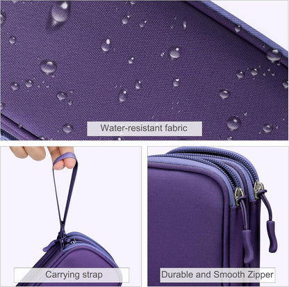 FYY Electronic Organizer, Travel Cable Organizer Bag Pouch Electronic Accessories Carry Case Portable Waterproof Double Layers All-in-One Storage Bag for Cable, Cord, Charger, Phone, Earphone Purple