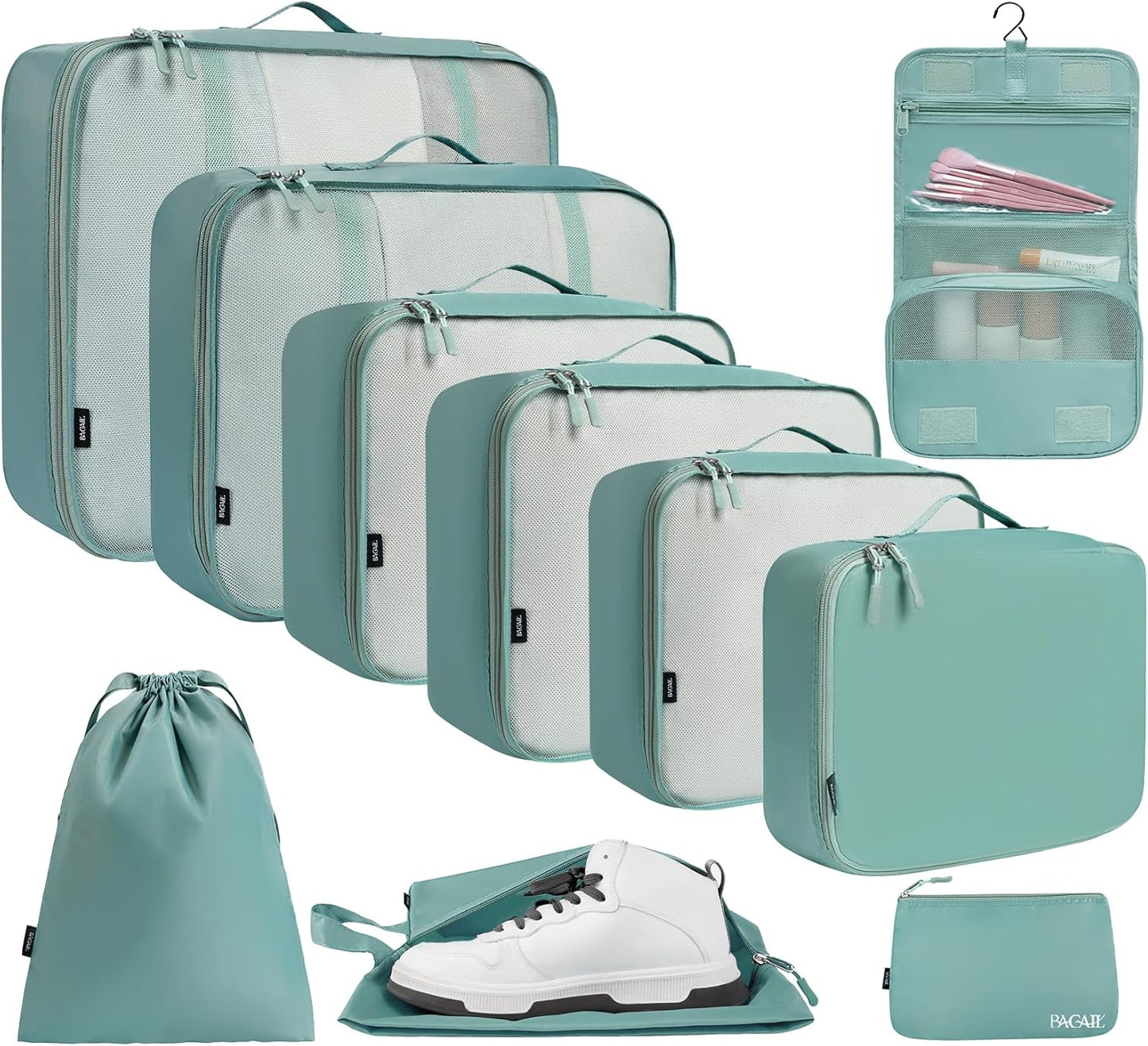 BAGAIL 6 Set/8 Set/10 Set Packing Cubes Various Sizes Packing Organizer for Travel Accessories Luggage Carry On Suitcase