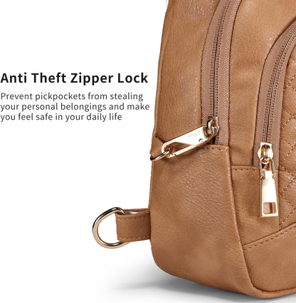 Crossbody Bags for Women Anti Theft Small Sling Handbag with Zipper Lock Vegan Leather RFID Blocking Chest Pure