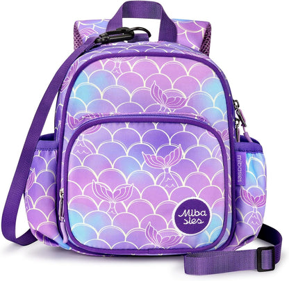 mibasies Backpack Leash for Toddlers 1-3: Baby Backpack for Girls with Anti-Lost Harness - Mermaid Purple