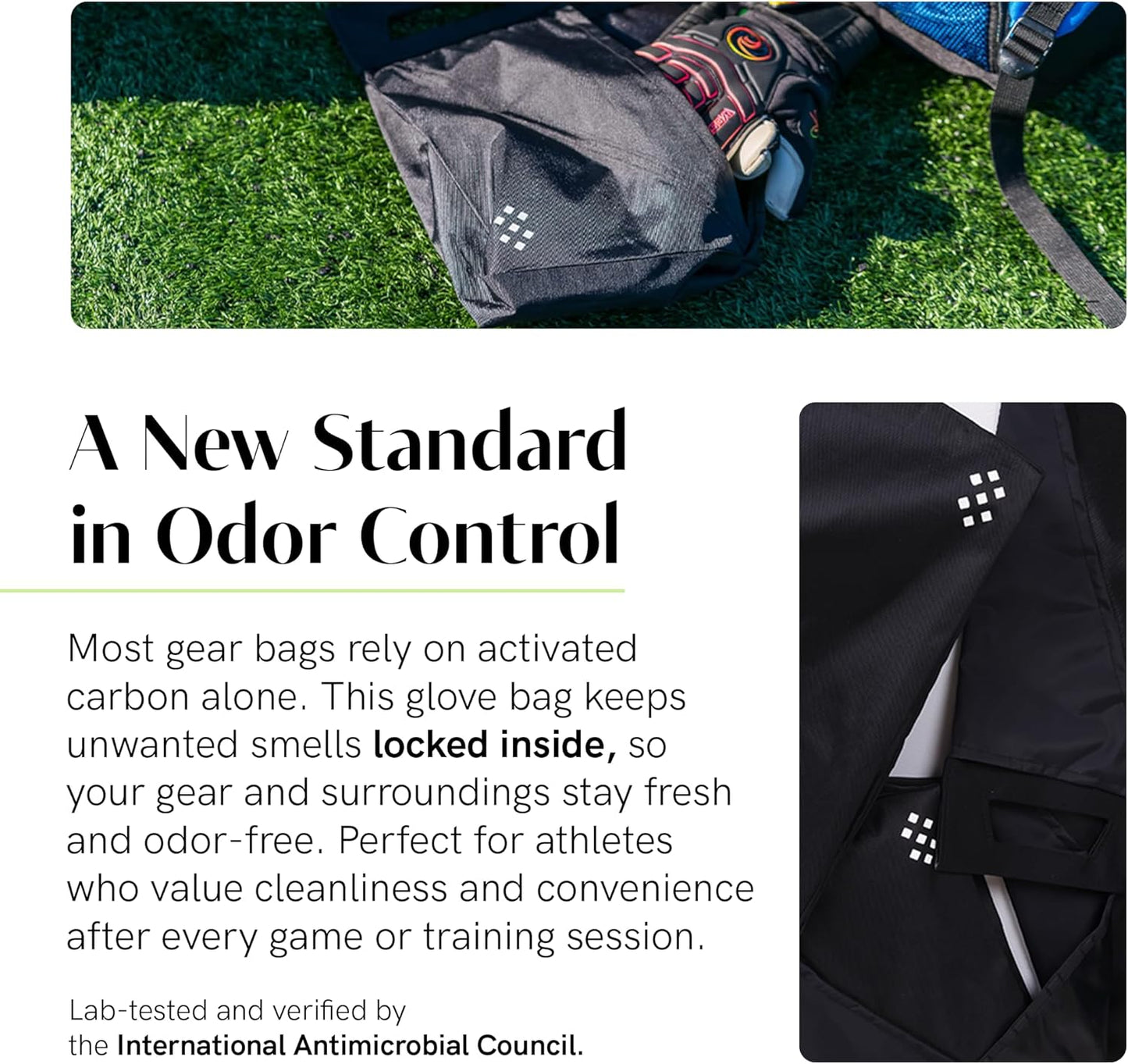 Salt Glove Bag Smell-Proof Durable Odor Containing Bag for Gloves - Size Small - Water-Resistant and Easy to Clean Smell Proof Bag - Black