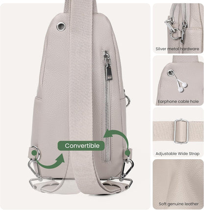 befen Genuine Leather Small Sling Bag for Women Anti-Theft Crossbody Chest Bags Fanny Packs for Travel with RFID Card Slots