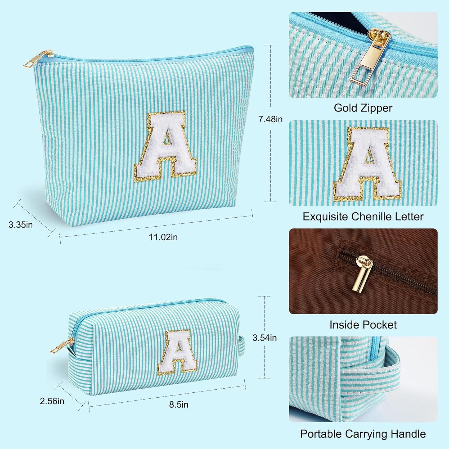 YOOLIFE Makeup Bag for Women - Personalized Initial Cute Makeup Pouch Make Up Case for Girlfriend Bridesmaid Wife | Cosmetic Travel Toiletry Bag for Friend Female | Birthday Gift for Her Mom Z