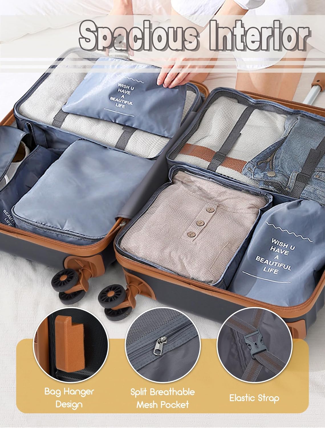 Luggage Sets 5 Piece, Suitcases with Wheels, Hardshell Suitcase Set, ABS Carry on Luggage Set with TSA Lock, Travel Luggage