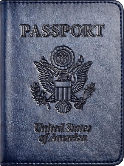 Passport and Vaccine Card Holder Combo, Passport Holder with Vaccine Card Slot, Passport Wallet, Passport Cover, Passport Case, Passport Holder for Women and Men(AB-Dark blue)