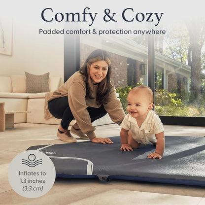 POP 'N GO PLAYPEN Baby Playmat for The Pop 'N Go Baby Playpen - 1.3" Thick Self-Inflating Playmat for Placement Underneath or for Standalone Usage - Soft and Comfy Portable Pad w/Travel Bag