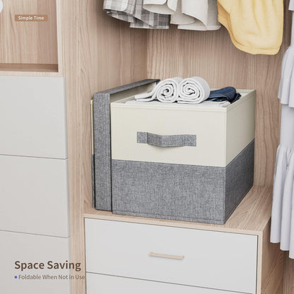 Fabric Large Storage Bins with Lids 3 Pack Collapsible, Linen Closet Organizers and Storage, Baskets for Organizing, Purse Organizer for Closet, Shelf Baskets, 15x10.6x10