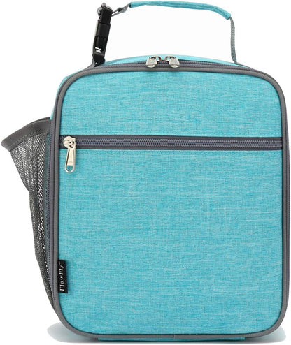 FlowFly Kids Lunch box Insulated Soft Bag Mini Cooler Back to School Thermal Meal Tote Kit for Girls, Boys, Sea Blue
