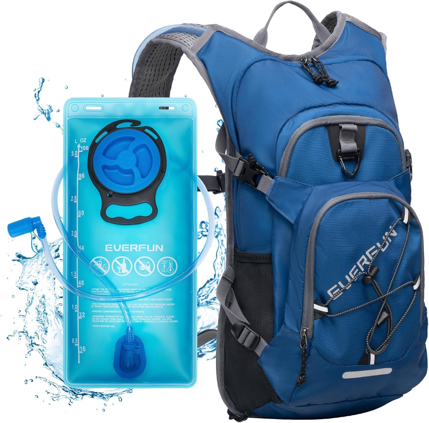 Everfun Hydration Backpack 18L with Water Bladder 2L/3L Hiking Water Backpack Women Men Hydration Pack Insulated Lightweight Day Hydropack with Storage for Hiking, Biking, Running, Festival