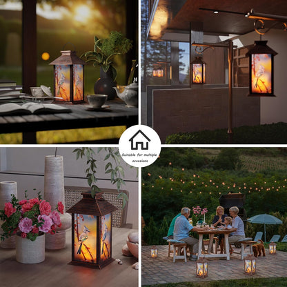 Outdoor Solar Lanterns, Waterproof Blue Jay Hanging Lantern with Flickering LED Candle, 13'' Bird Outdoor Solar Powered Lantern Decor for Porch Patio Garden Balcony Pathway, 1 Pack