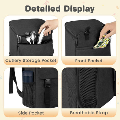 Cooler Backpack Soft Insulated Leak Proof 50 Cans Insulated Backpack Cooler Portable Picnic Camping Beach Hiking BBQ Lunch Backpack for Men and Women - Black