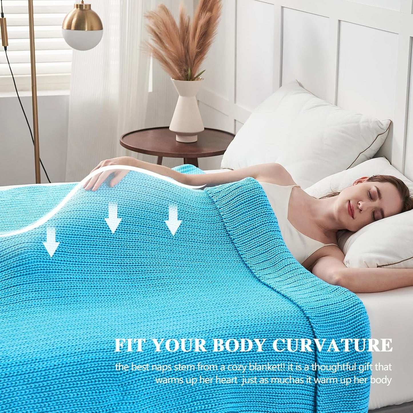 L'AGRATY Knitted Weighted Blanket - 60"x80" 20lbs Cooling Chunky Knit Heavy Blanket for Adults Braided Crochet Throw Thick Cable Yarn Knit Decorative No Beads Evenly Weighted Machine Washable