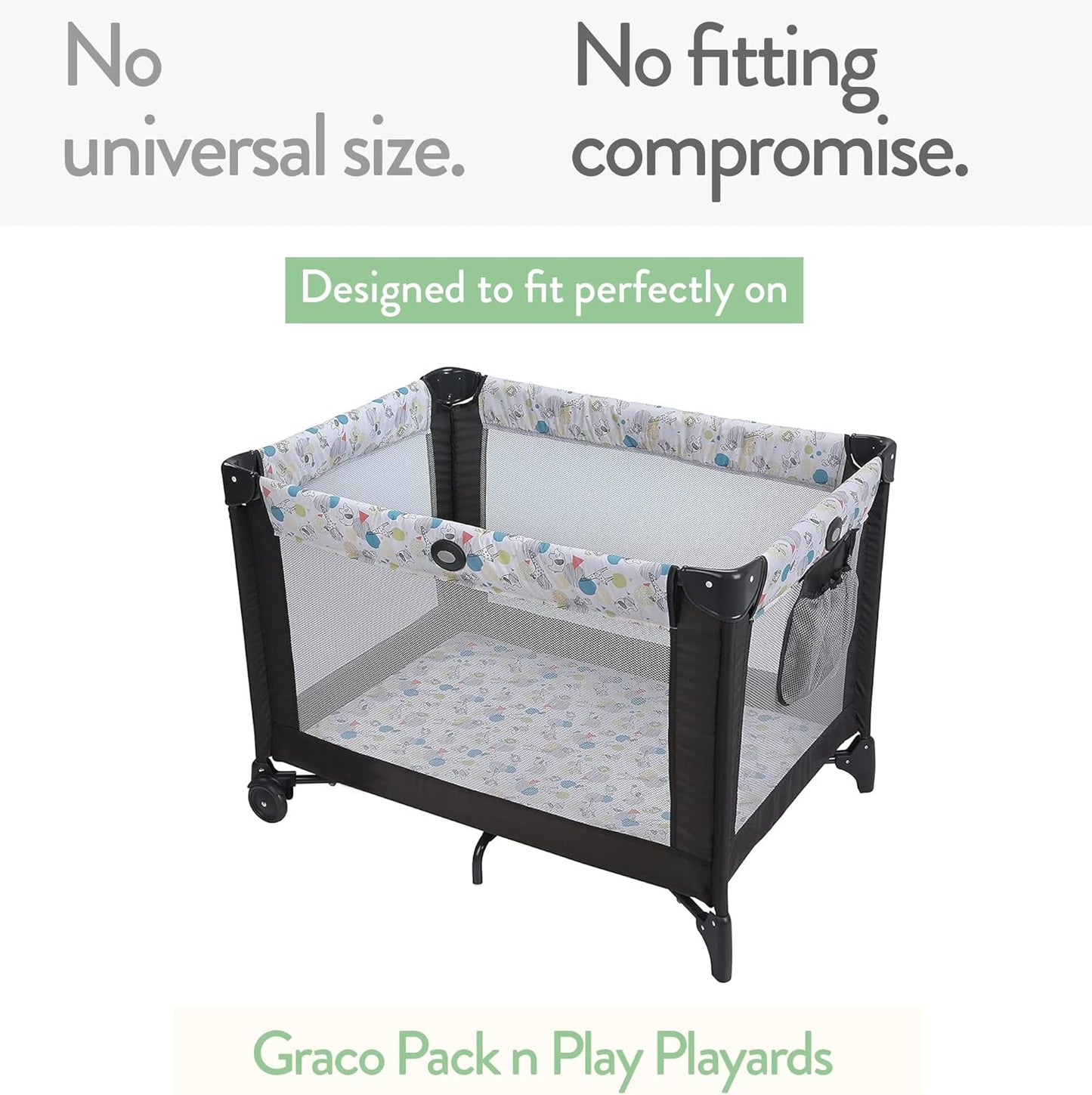 Pack and Play Sheets Fitted – Compatible with Graco Pack n Play Playard Crib and Other 27 x 39 Inch Playpen Mattress – Snuggly Soft 100% Jersey Cotton – Light + Dark Grey – 2 Pack