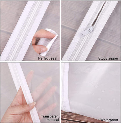 12 Pack Breathable Clothes Covers with Zip, Waterproof Dustproof Garment Covers Bags Dress Bag Covers Damp-proof Mens Suit Storage Bag for Wardrobe Storage and Travel(White)