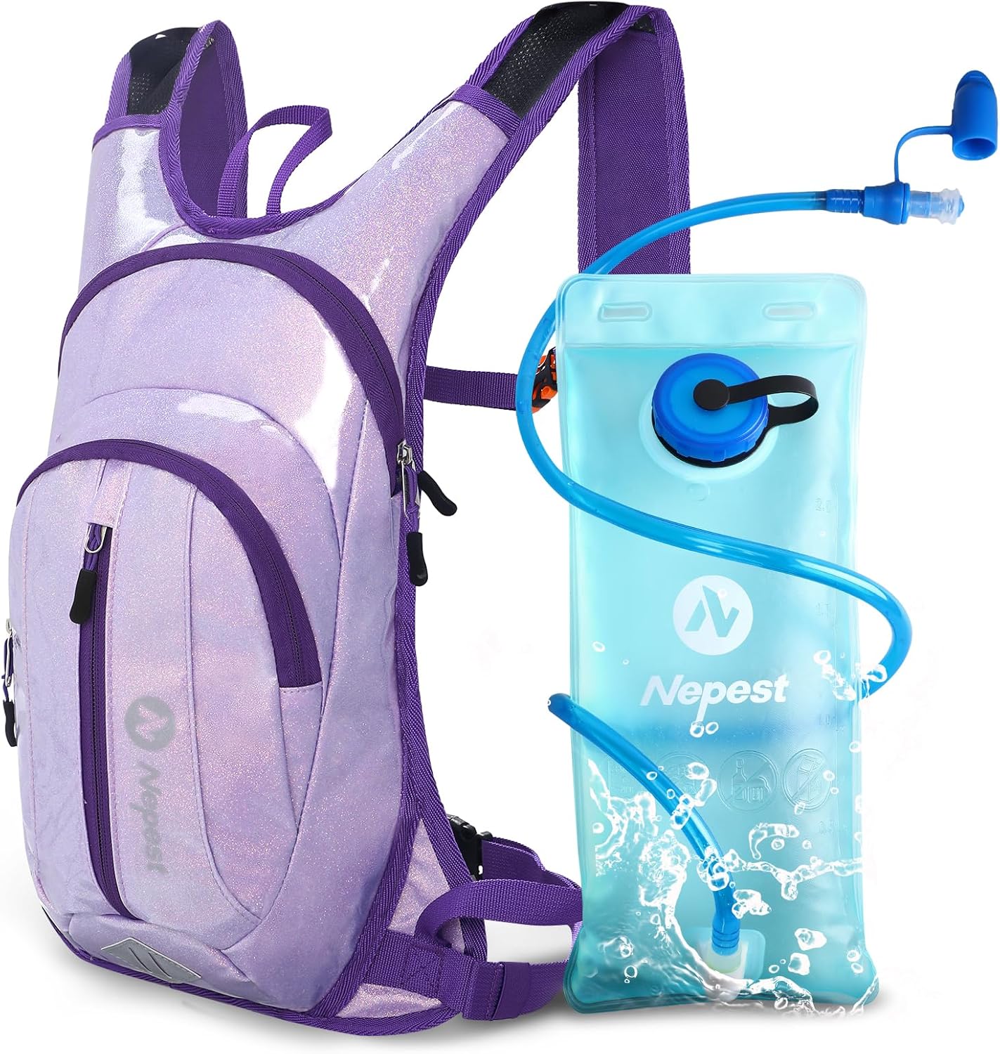 Nepest Hydration Pack Backpack for Women & Men, Lightweight Water Backpack with 2L Water Bladder for Hiking Cycling Running Biking