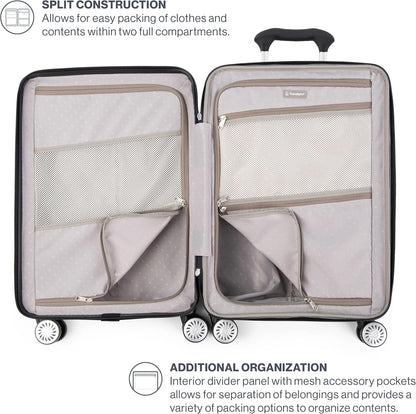 Travelpro Pathways 3 Hardside Expandable Luggage, 8 Spinner Wheels, Lightweight Hard Shell Suitcase, Carry On 21 Inch, Black Knight