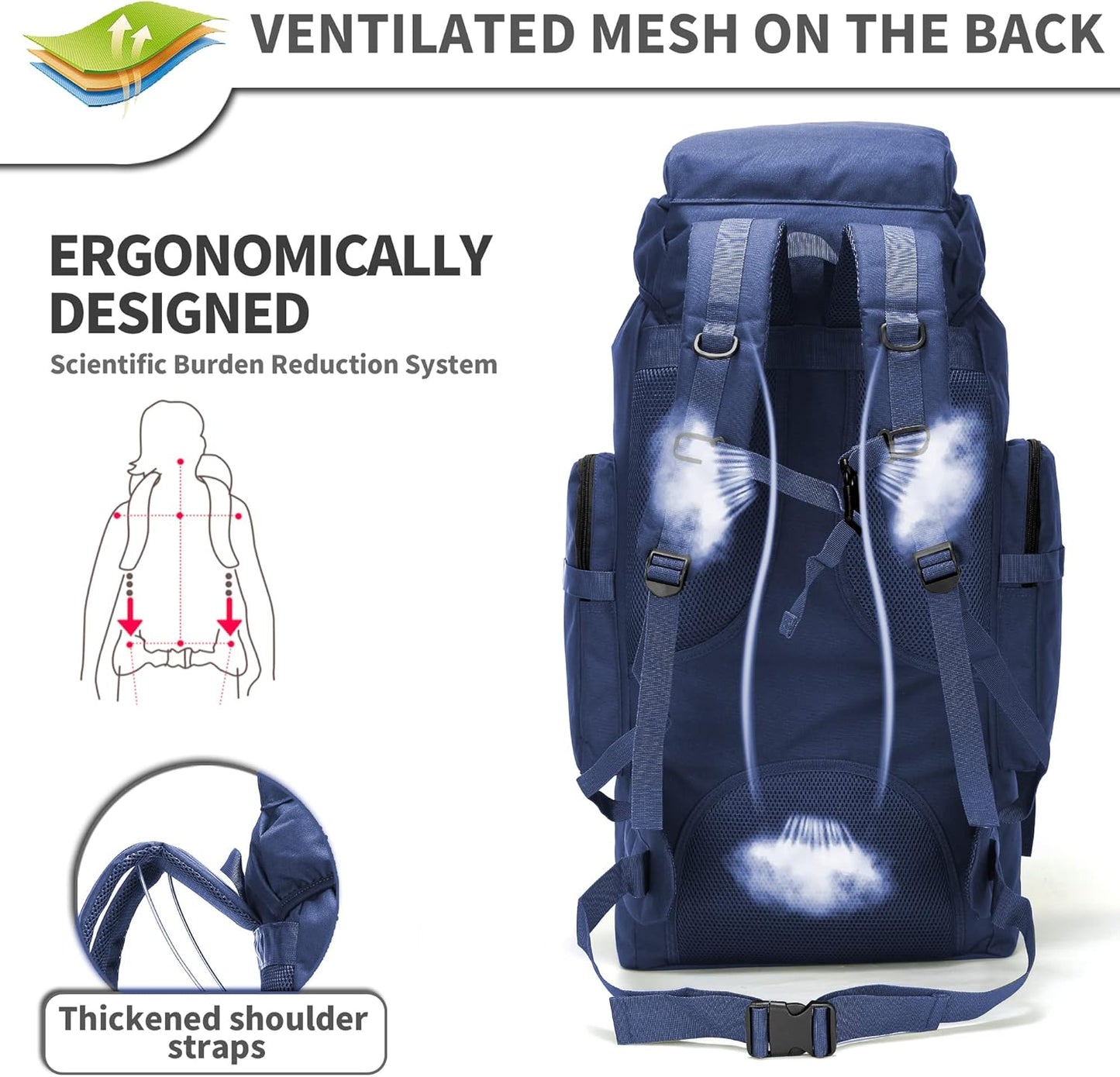 King'sGuard 70L Camping Hiking Backpack Tactical Backpack Military Molle Rucksack Backpack for Outdoor