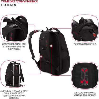 SwissGear Mini 1900 Scansmart Slim Version Laptop Backpack, Black, 16-Inch