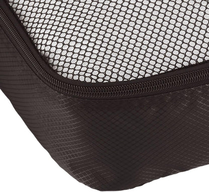 Amazon Basics 4 Piece Packing Travel Organizer Zipper Cubes Set, Medium (2) and Large (2), Black