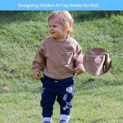 Waterproof AirTag Holder for Kids[Discreet] - 2-Pack Mini Silicone Air Tag Cover with Invisible Pin,GPS Tracker Case for Children, Elderly, Clothes, Backpack, Luggage (White, Purple)