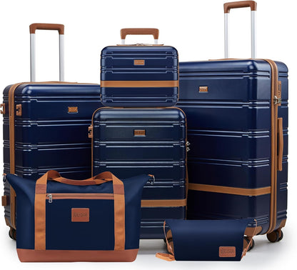 Luggage Sets, Suitcase with Spinner Wheels, PC+ABS Hardshell Travel Luggage Set with TSA Locks,Lightweight Rolling Luggage，Carry on suitcase with YKK Zippers (Navy)