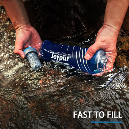 Collapsible Squeeze Water Filter Bottle - 1000ml with Filter with NSF/FDA Certification Befree or Peak Series replacement for Hiking,Running,Camping,Travel,Cycling,and Fishing; BPA-Free(Blue)