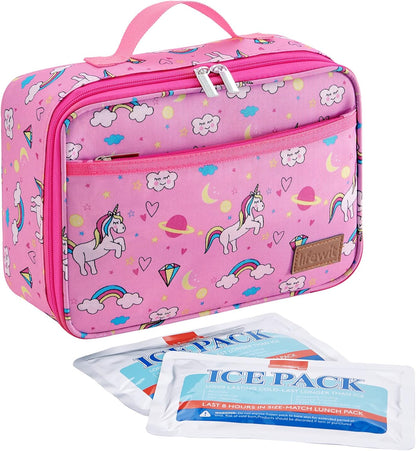 Lifewit Freezable Lunch Box, Insulated Reusable Lunch Bag with 2 Ice Packs, Mini Cooler Snack Bag for Bento Box for Salad, Sandwich, Snacks fo Men Women for Work, Pink 5L