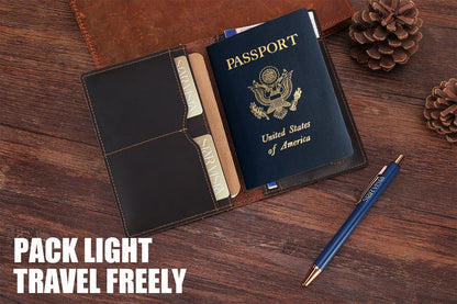 STAR VISTA Albatross Leather Travel Passport Holder, Minimalist Design, Full Grain Leather Case for Women and Men - Slim Passport Wallet, Bifold, RFID Blocking, with AirTag Holder, Dark Chocolate