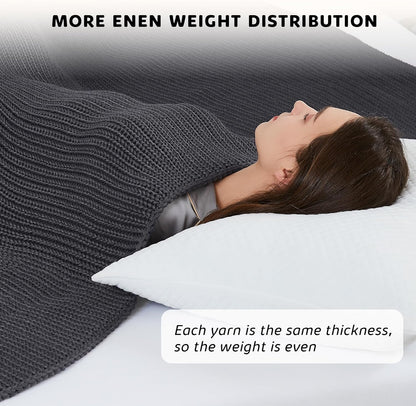 L'AGRATY Knitted Weighted Blanket - 50"x60" 7lbs Cooling Chunky Knit Heavy Blanket for Adults Braided Crochet Throw Thick Cable Yarn Knit Decorative No Beads Evenly Weighted Machine Washable