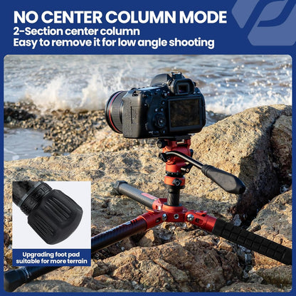 Fotopro Carbon Fiber Tripod 2.3lbs Ultralight 62 Inch Portable Travel Video Tripod for Camera DSLR Load up to 22lbs X-Aircross 3 Video Orange