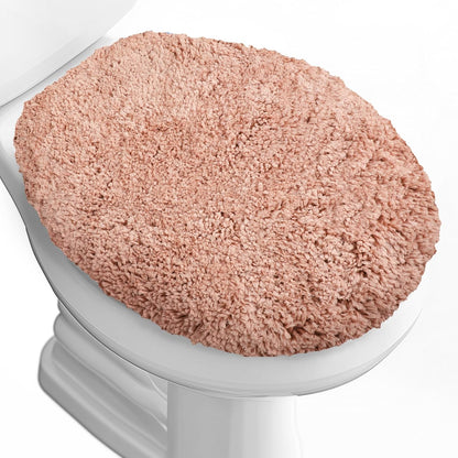 Microfiber Elongated Toilet Seat Cover 19.5"x 15" Machine Washable Solid Toilet Lid Cover Adjustable Rubber Backing Fits Most 18-19.5" L x 14-16" W Elongated Toilet Seat