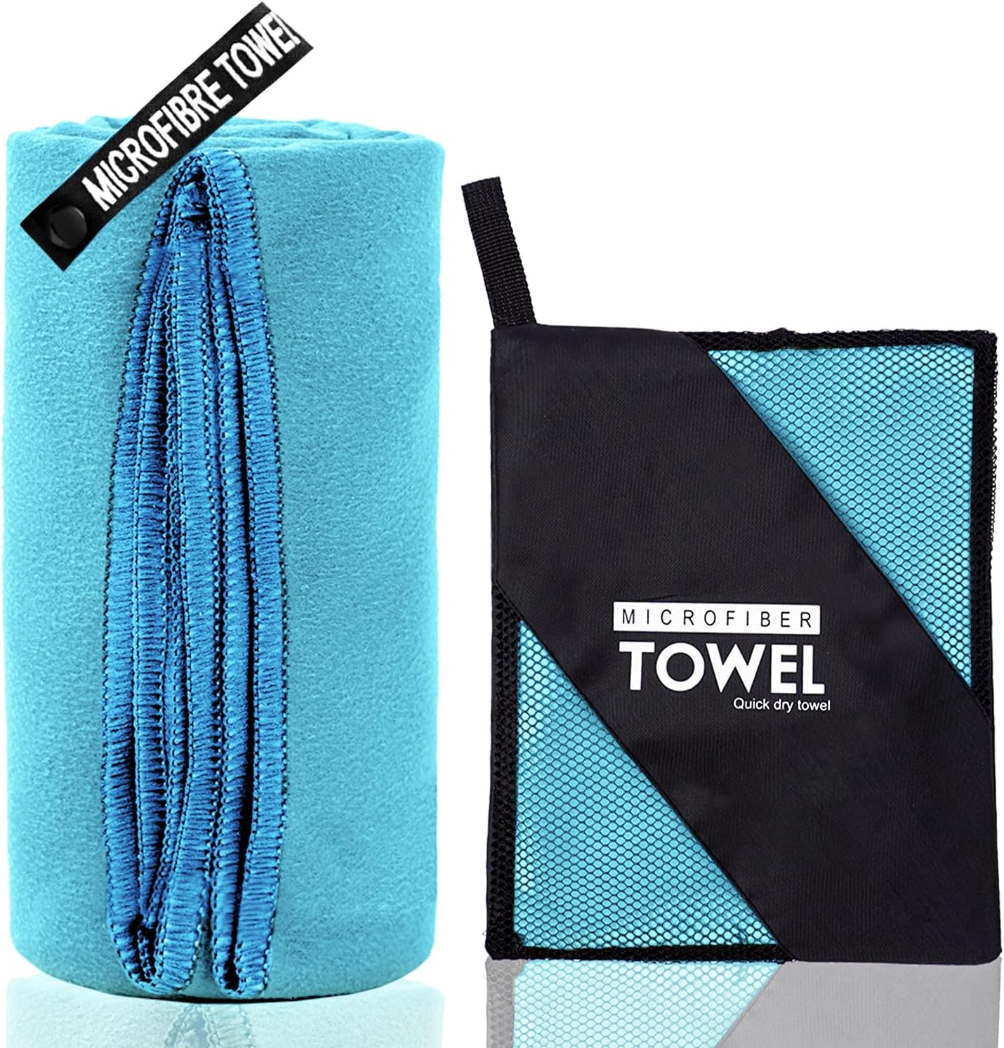 Microfiber Travel Towel, Soft Lightweight Quick Dry Towel, Super Absorbent Compact Travel & Sports & Beach Towels for Camping, Backpack, Gym, Swimming, Yoga, Hiking (L:24"×48" -Light Blue)