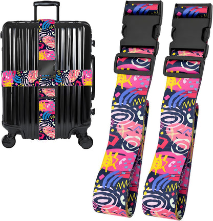 Universe Luggage Straps for Suitcases, Adjustable Luggage Travel Belt to Keep Luggage Security While Travel, Strong Polyester Fabric, Easy-to-Recognize Stylish Design Travel Accessories, 2 Pack