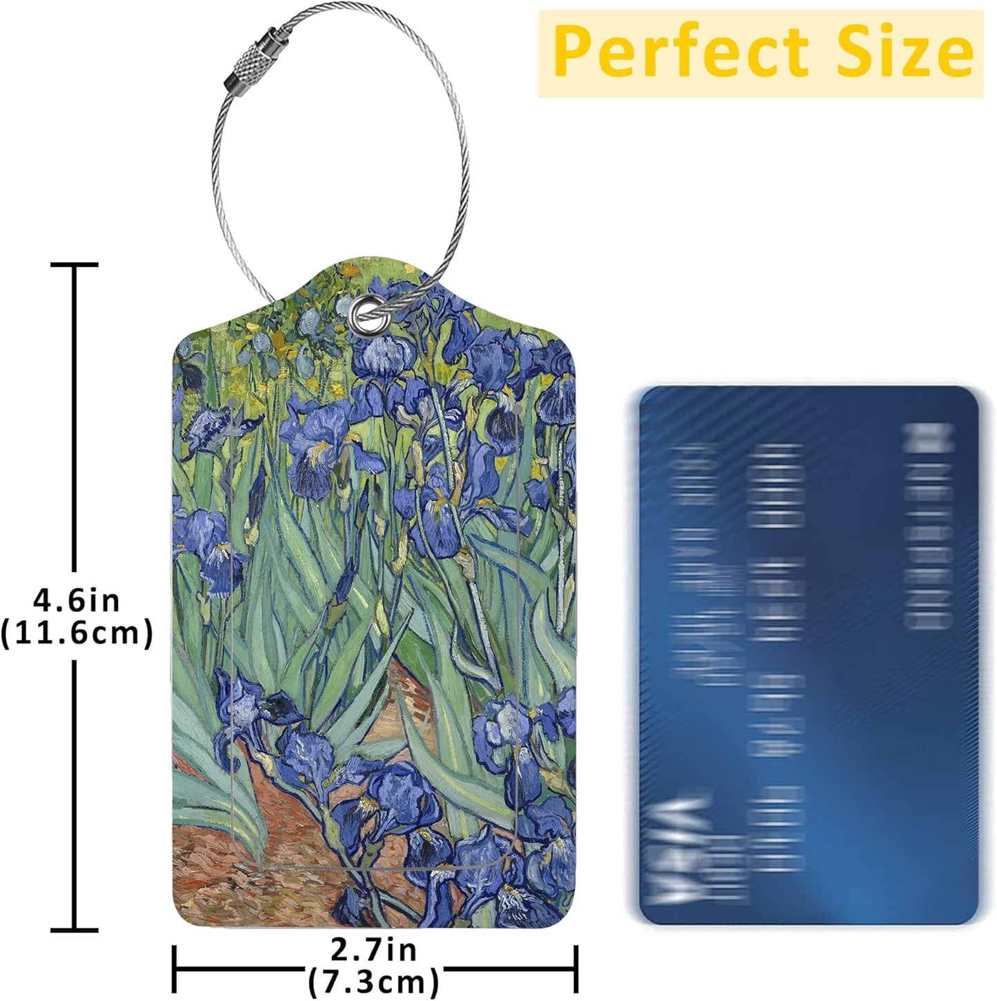 Luggage Tags for Suitcase,2 Pack Irises Vincent Van Gogh Luggage Tag with Privacy Flap,Name ID Label and Metal Loop for Women Men Girls Baggage Bag Backpack Instrument