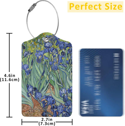 Luggage Tags for Suitcase,2 Pack Irises Vincent Van Gogh Luggage Tag with Privacy Flap,Name ID Label and Metal Loop for Women Men Girls Baggage Bag Backpack Instrument