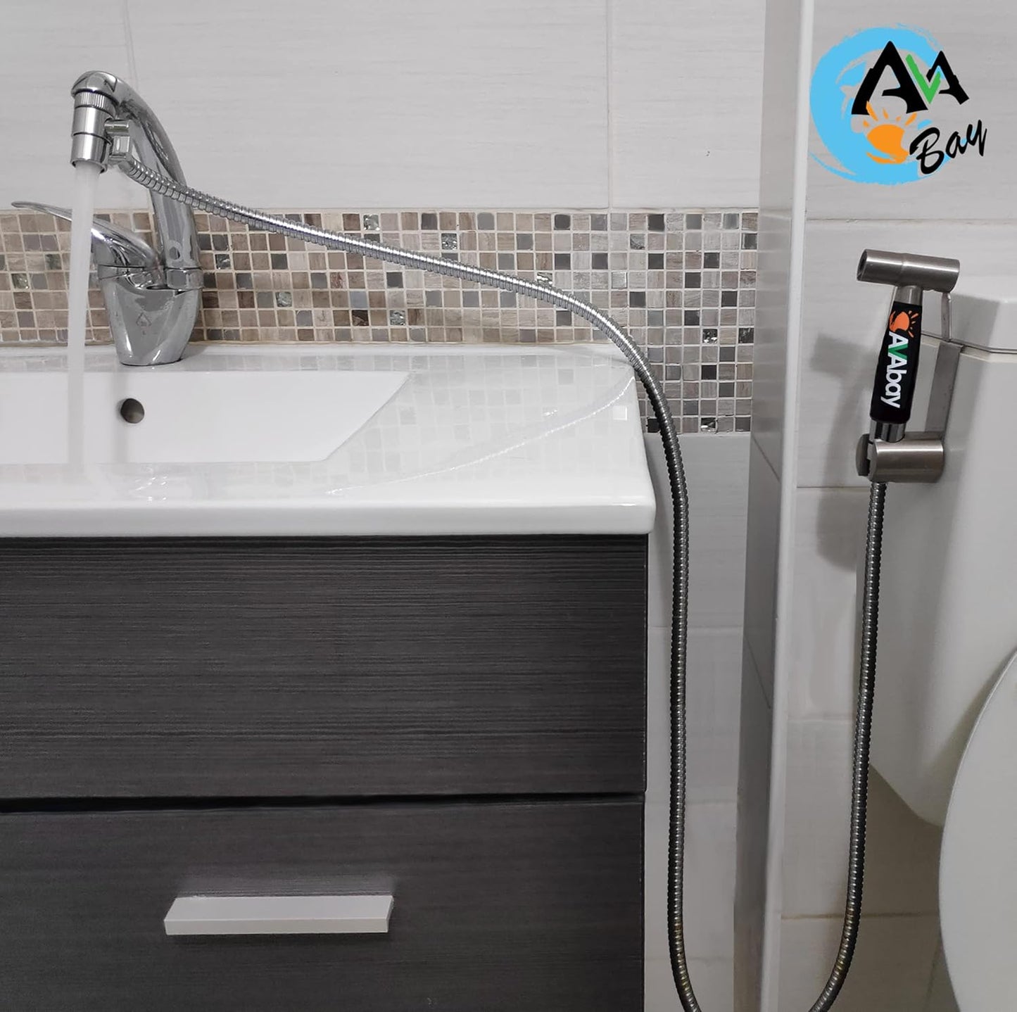 AVAbay® Sink Faucet Handheld Bidet Sprayer for Toilet I Bidet Attachment for Warm & Cold Water I Long 80" Hose Perfect for Feminine Hygiene, Cloth Diaper, Bathroom Toilet Cleaning