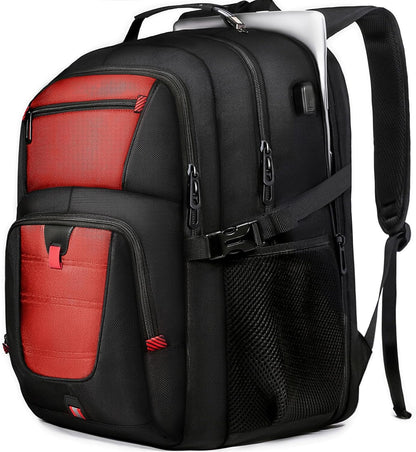 Z-MGKISS Big Travel Backpack, Large Laptop Backpack, TSA Approved Bag 50L, Anti-Theft Water Resistant Computer Daypack 17.3 Inch, Red