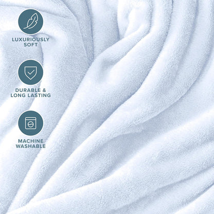 Bare Home Fleece Blanket - King Size - Ultra-Soft Lightweight for Bed, Sofa, and Couch - Luxury Microplush - Cozy Warm Blanket (King, Blue Mist)