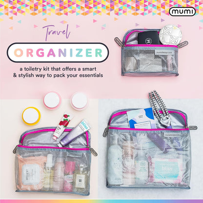 MUMI Travel Toiletry Bag Set of 3 – Clear TSA Approved Toiletry Bags for Women – Reusable Water-Resistant Makeup Organizer Pouches for Skincare, Cosmetics, Travel Accessories, Airport Packing - Black