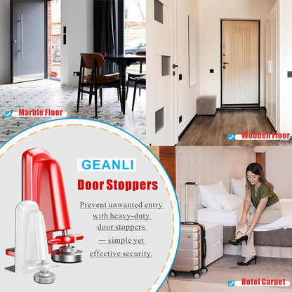 Door Stoppers Security - Portable Door Jammer for Travel Security Anti Theft, Apartment Hotel Door Lock - Protection for Homeowner and Children, Lockdown Device for Women Safety Self Defense (Red)