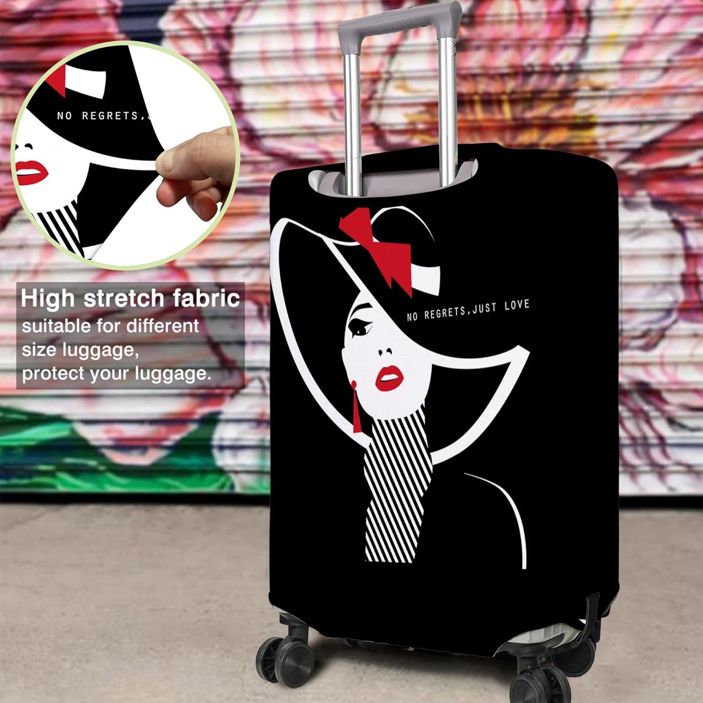 Travel Luggage Cover Suitcase Protector Fits 18-32 Inch Wheel Covers PatternedTravel Related Items Flower Luggage Protector Elastic XL