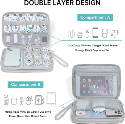 CILLA Electronics Organizer Travel, Travel Cord Organizer Case, Compact Electronics Accessories Bag for Cable, Cord, Charger, Phone
