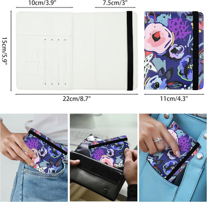 Passport Holder for Women and Men PU Leather Passport Cover for Travel (Floral)