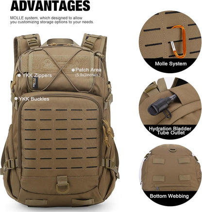 Mardingtop Tactical Military Backpack for Men,25L Molle Backpack, Cordura Backpack for Hiking,Camping